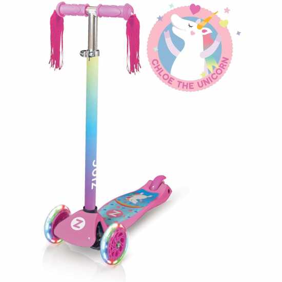 Zinc Light Up Explorer Unicorn Scooter  Скутери