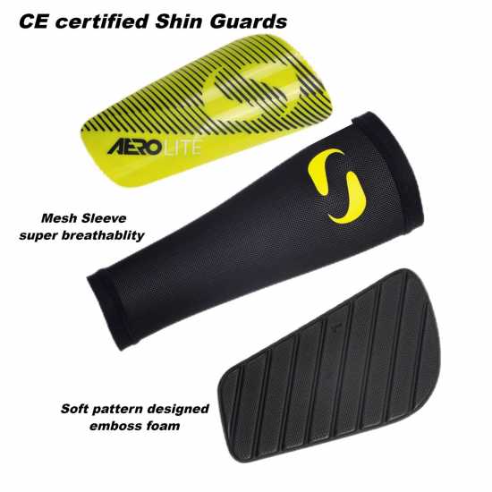 Sondico Протектори За Пищял Aerolite High-Performance Shin Guards Флуо Жълто Футболни аксесоари