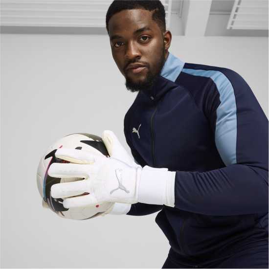 Puma Вратарски Ръкавици Ultra Ultimate Hybrid Goalkeeper Gloves Adults Бяло/сребро Вратарски ръкавици и облекло