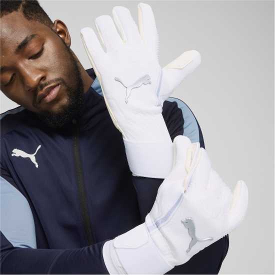 Puma Вратарски Ръкавици Ultra Ultimate Hybrid Goalkeeper Gloves Adults Бяло/сребро Вратарски ръкавици и облекло