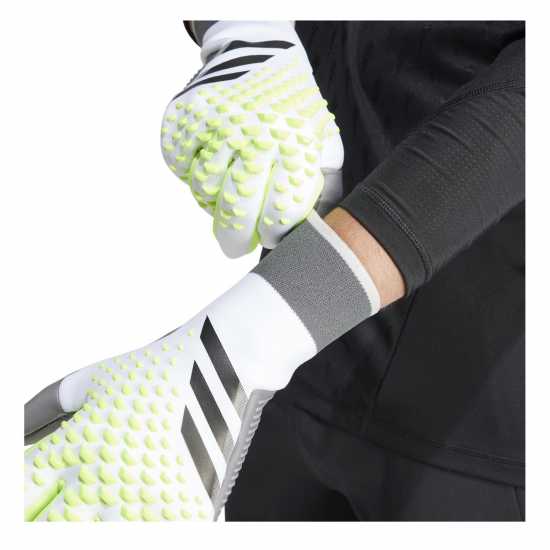 Adidas Вратарски Ръкавици Predator Pro Goalkeeper Gloves Adults Бяло/Лимон Вратарски ръкавици и облекло