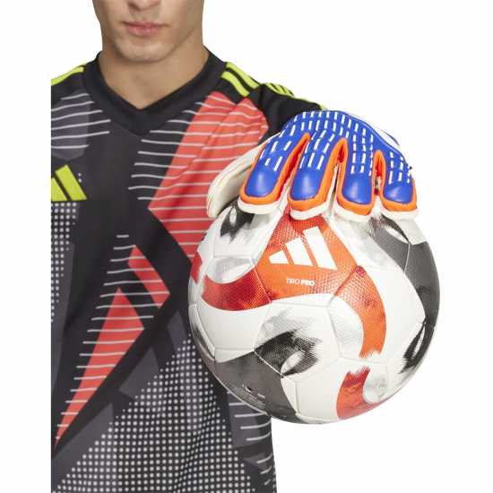 Adidas Мъжки Ръкавици Predator Match Fingersave Gloves Mens Синьо/Червено Вратарски ръкавици и облекло