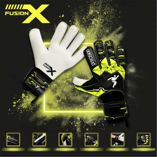 Precision Training Junior Fusion X Flat Cut Finger Protect Gk Gloves  Вратарски ръкавици и облекло