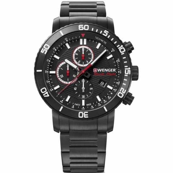 Wenger Black Night Chrono Plated Stainless Steel Watch  Часовници