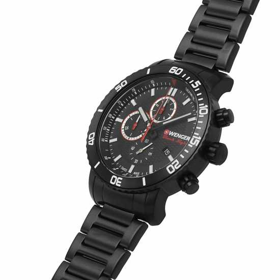 Wenger Black Night Chrono Plated Stainless Steel Watch  Часовници