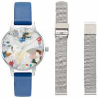 Olivia Burton Art Stainless Steel Fashion Analogue Quartz Watch Сребърно Часовници