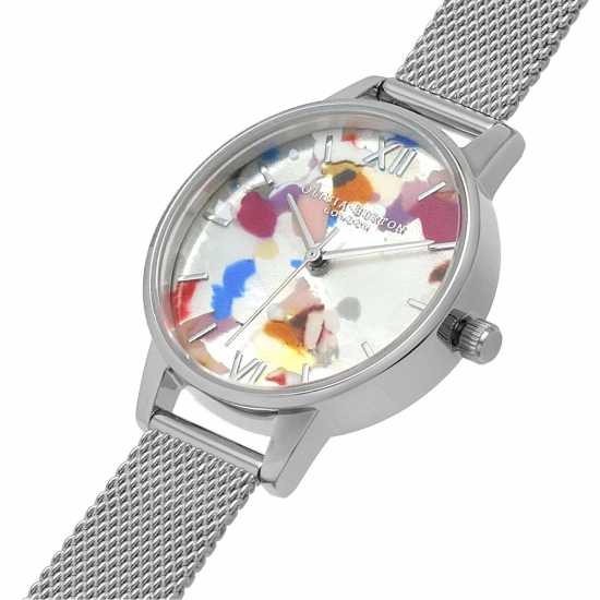 Olivia Burton Art Stainless Steel Fashion Analogue Quartz Watch Сребърно Часовници