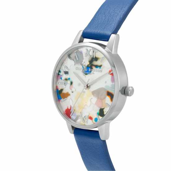 Olivia Burton Art Stainless Steel Fashion Analogue Quartz Watch Сребърно Часовници