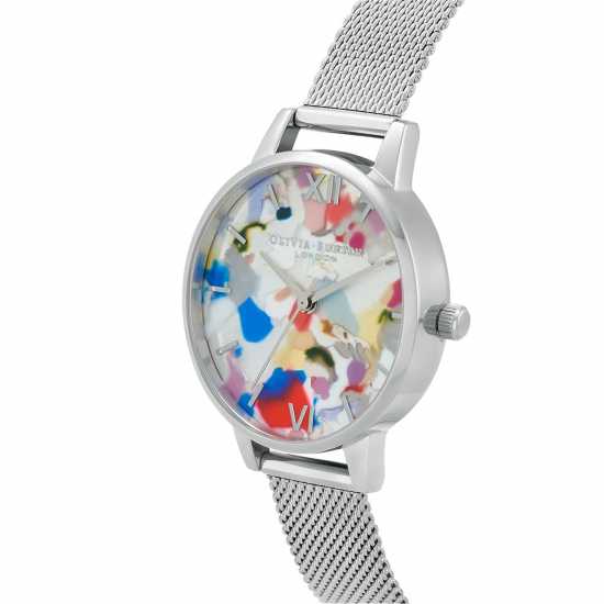 Olivia Burton Art Stainless Steel Fashion Analogue Quartz Watch Сребърно Часовници