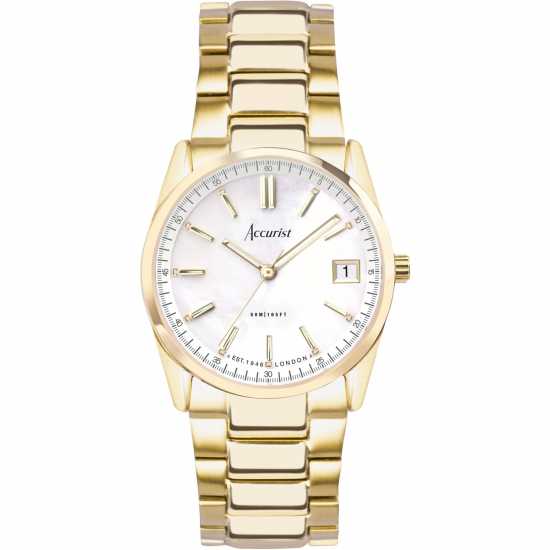 Accurist Womens Stainless Steel Classic Analogue Quartz Watch Бял Бижутерия