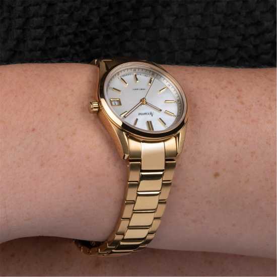 Accurist Womens Stainless Steel Classic Analogue Quartz Watch Бял Бижутерия