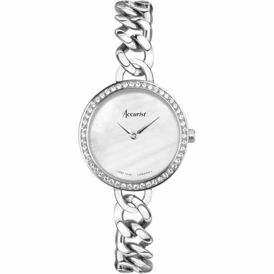 Accurist Womens Stainless Steel Classic Analogue Watch Бял Бижутерия