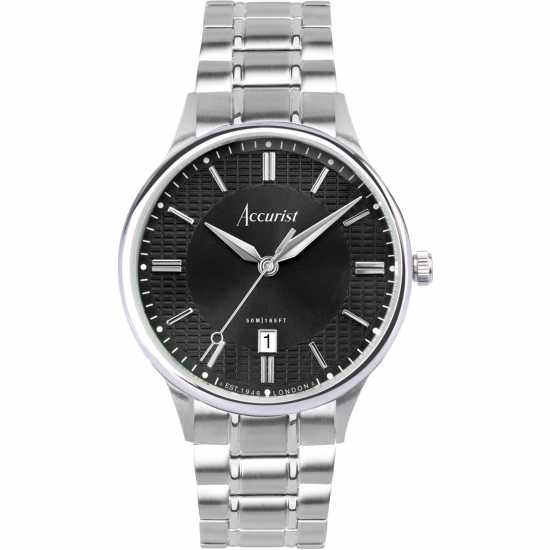 Accurist Mens Stainless Steel Classic Analogue Quartz Watch Черно Бижутерия