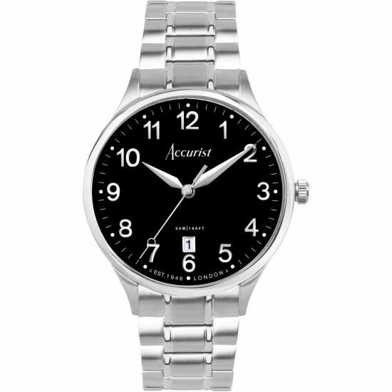 Accurist Mens Stainless Steel Classic Analogue Quartz Watch Черно Бижутерия