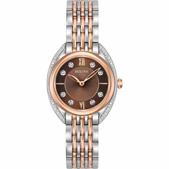 Bulova Two-Tone Steel And Rose Plate Classic Quartz Watch  Часовници