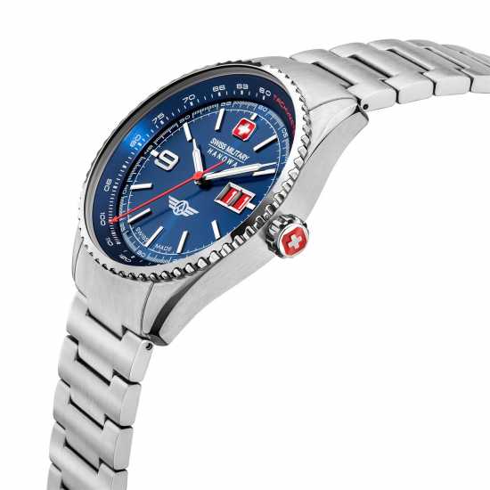 Swiss Military Hanowa Stainless Steel Sports Analogue Quartz Watch Сребърно Часовници