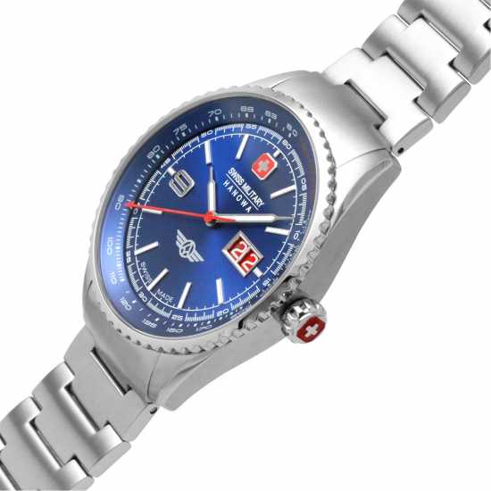 Swiss Military Hanowa Stainless Steel Sports Analogue Quartz Watch Сребърно Часовници