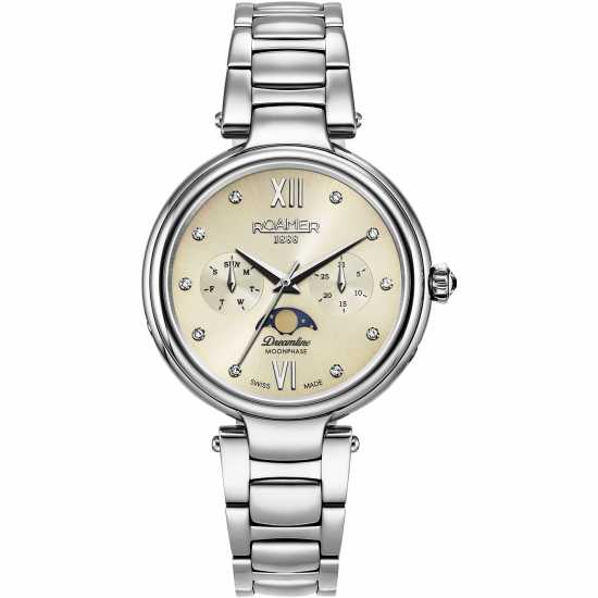 Roamer Moonphase Diamond Stainless Steel Watch Сребърно Часовници