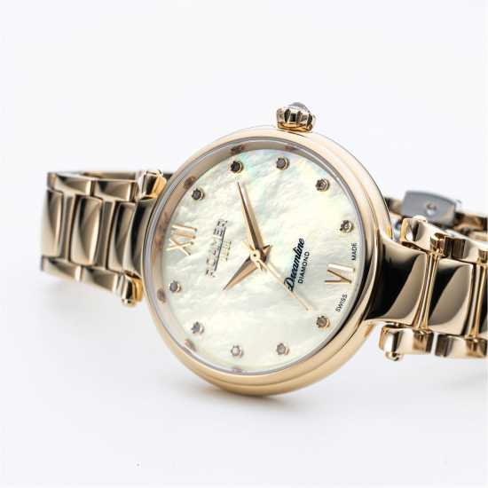 Roamer Diamonds Stainless Steel Luxury Watch Злато Часовници