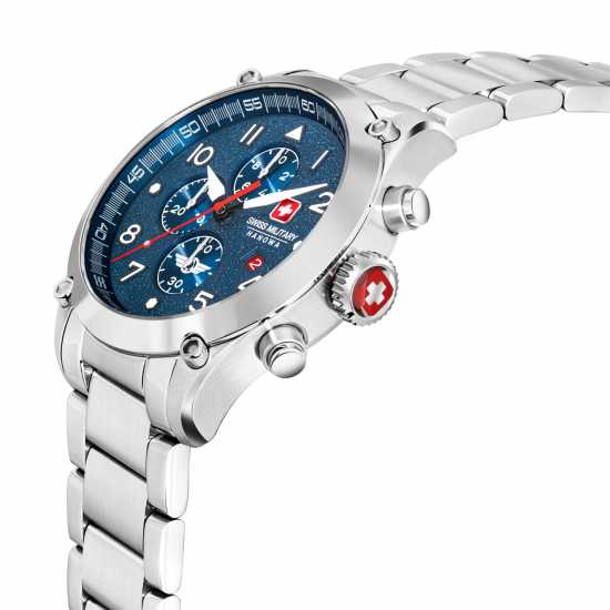 Swiss Military Hanowa Stainless Steel Sports Analogue Watch Сребърно Часовници