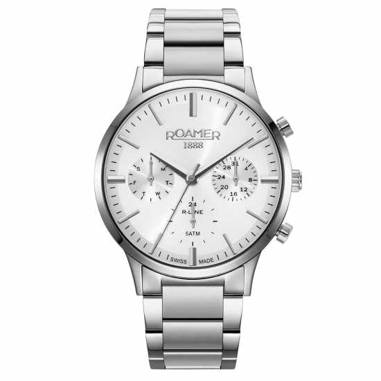 Roamer Multi Function Stainless Steel Luxury Watch Сребърно Часовници