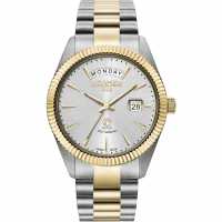 Roamer Day Date Stainless Steel Luxury Watch Две-Три Злато Часовници