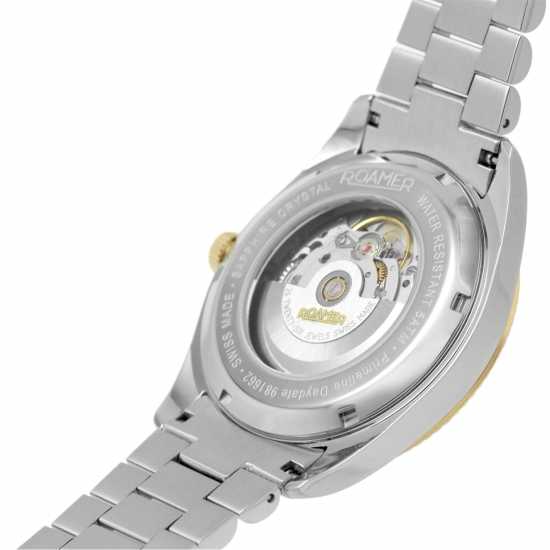 Roamer Day Date Stainless Steel Luxury Watch Две-Три Злато Часовници