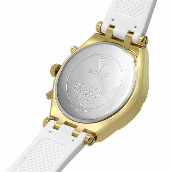 Guess Ladies Gold Watch White Silicone Strap  Бижутерия