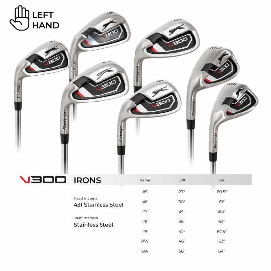 Slazenger Mens V300 Golf Irons Steel Shaft Right Hand & Left Hand Лява ръка Голф пълна разпродажба