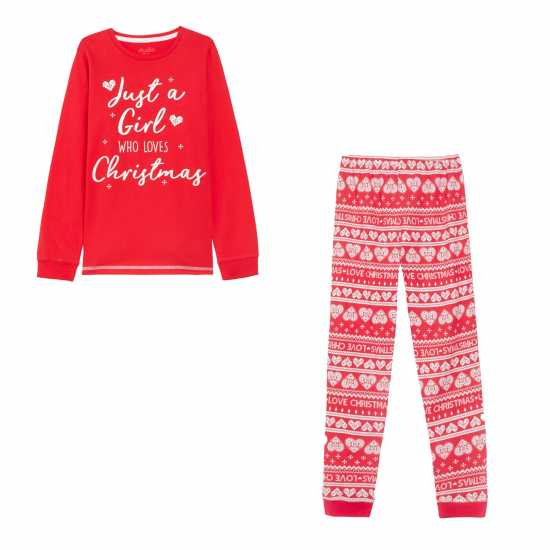 Studio Older Girls Love Christmas Pyjama Set Червено Мъжки пижами