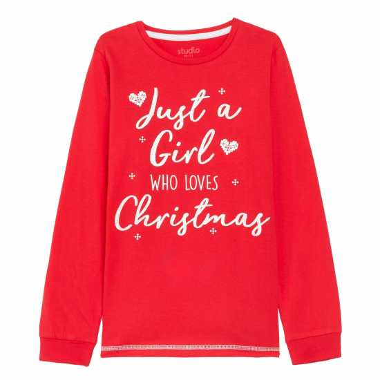 Studio Older Girls Love Christmas Pyjama Set Червено Мъжки пижами