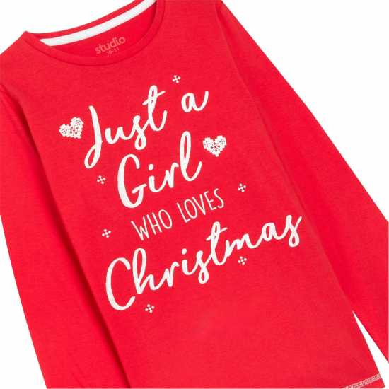 Studio Older Girls Love Christmas Pyjama Set Червено Мъжки пижами