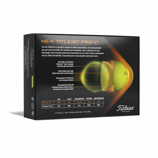 Titleist Pro V1 Golf Balls (12-Ball Pack) 2023 Жълто Голф топки