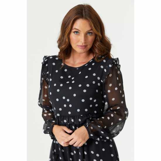 Средна Рокля Be You Black Spot Midi Dress  Дамски поли и рокли