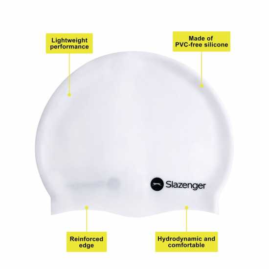 Slazenger Adults Silicone Swim Cap Бяло Дамски бански