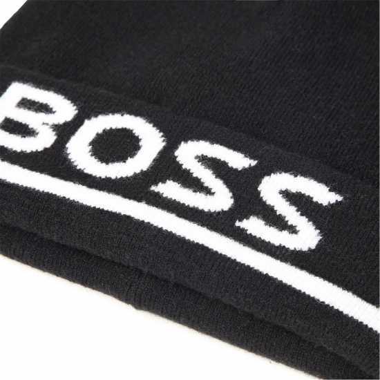 Hugo Boss Шапка За Момчета Boss Logo Print Beanie Junior Boys Черно 09B Шапки с козирка