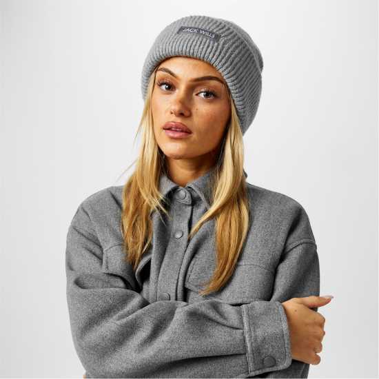 Jack Wills Rib Knitted Beanie 44 Сив марл Шапки с козирка