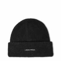 Jack Wills Rib Knitted Beanie 44 Черно Шапки с козирка