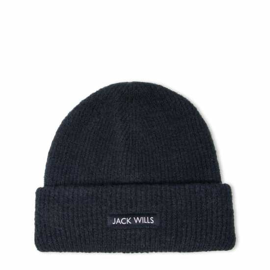 Jack Wills Rib Knitted Beanie 44 Морска синьо Шапки с козирка