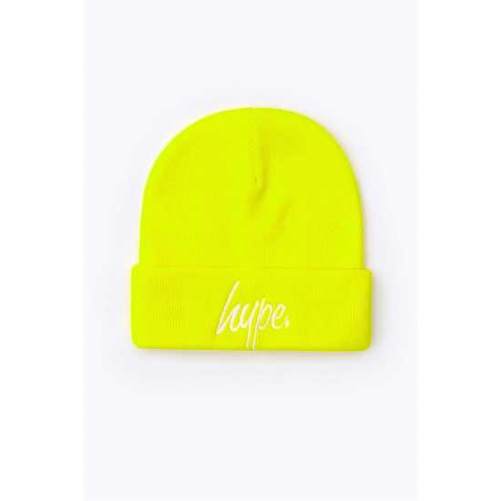 Hype Script Beanie 99 Флуоресцентно жълто Шапки с козирка