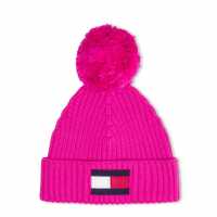 Tommy Hilfiger Big Flag Pom Pom Beanie Junior Магента TP1 Шапки с козирка