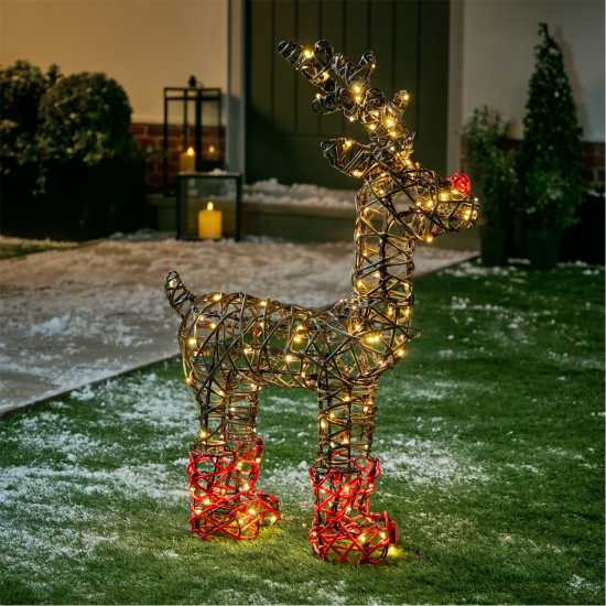 The Spirit Of Christmas 73Cm Lit Rattan Reindeer  