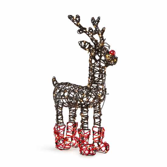 The Spirit Of Christmas 73Cm Lit Rattan Reindeer  