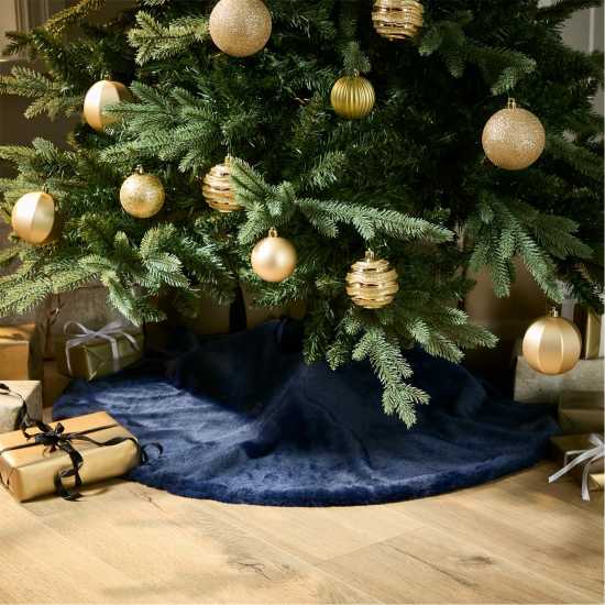 The Spirit Of Christmas Faux Fur Tree Skirt Морска синьо 