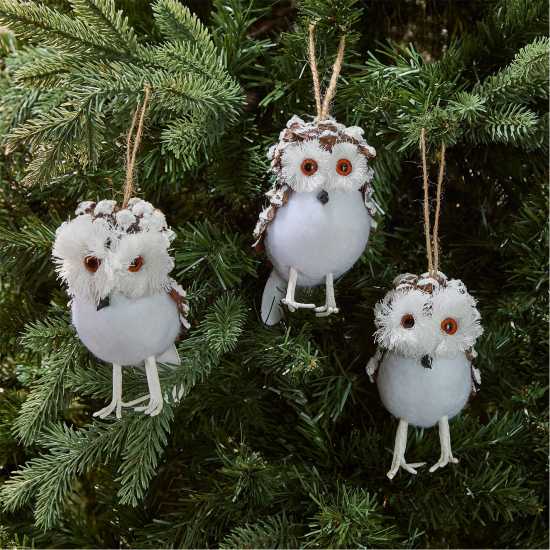 The Spirit Of Christmas Pack Of 3 Owl Hanging Decorations  