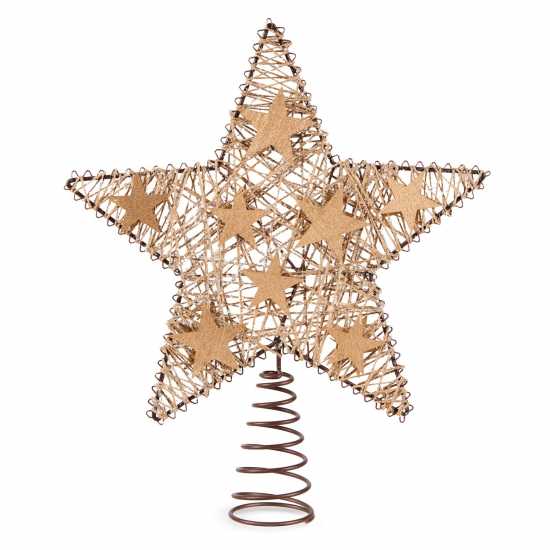 The Spirit Of Christmas Коледна Звезда 30Cm Metal And Jute Tree Topper  