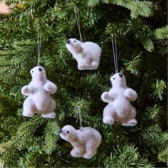 The Spirit Of Christmas Pack Of 4 Polar Bear Hanging Decorations  