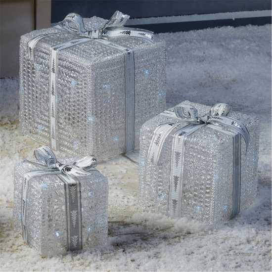 The Spirit Of Christmas Set Of 3 Led Acrylic Parcels  