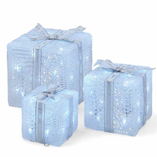 The Spirit Of Christmas Set Of 3 Led Acrylic Parcels  