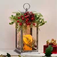 The Spirit Of Christmas Led Candle Lantern With Foliage  